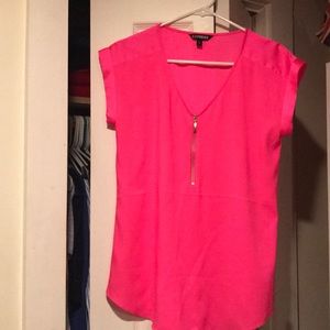 Express silky zip front top